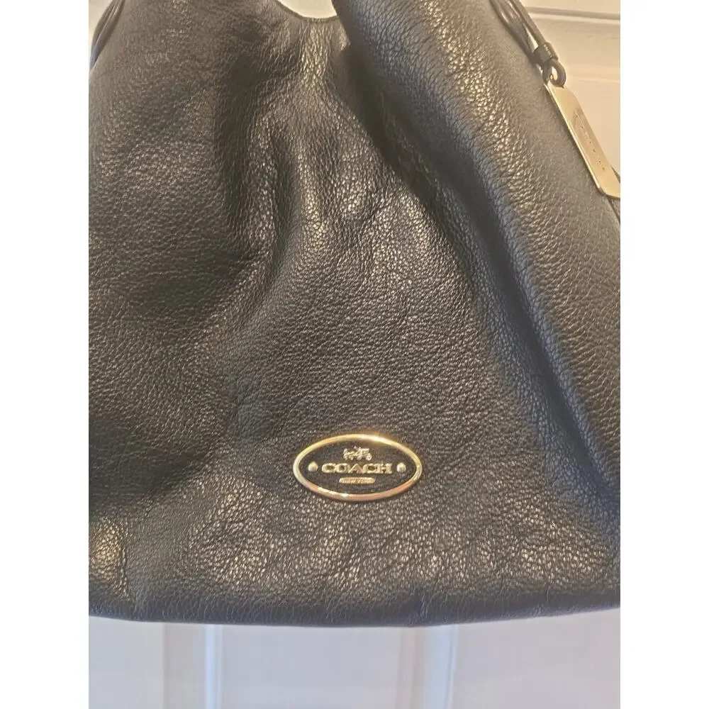 Coach Black Polished Pebble Leather Edie 31 Shoulder Bag Gold Hardware